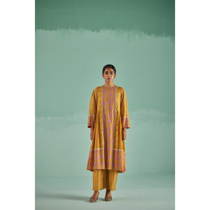 Surbhi Gupta Ochre Antifit Kurta and Pant (Set of 2)