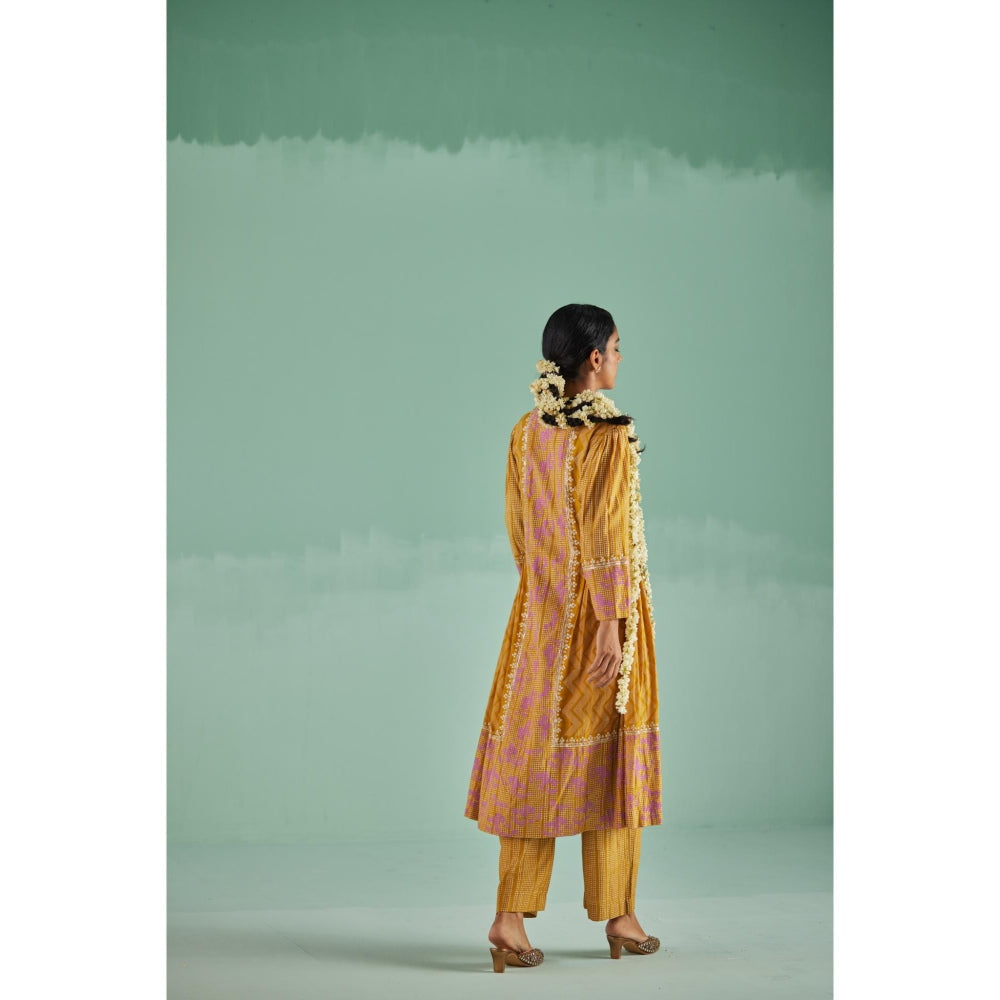 Surbhi Gupta Ochre Antifit Kurta and Pant (Set of 2)