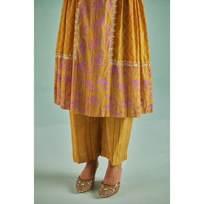 Surbhi Gupta Ochre Antifit Kurta and Pant (Set of 2)