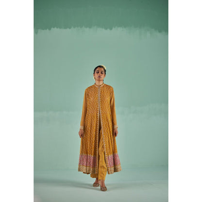 Surbhi Gupta Ochre Anarkali with Pant and Dupatta (Set of 4)