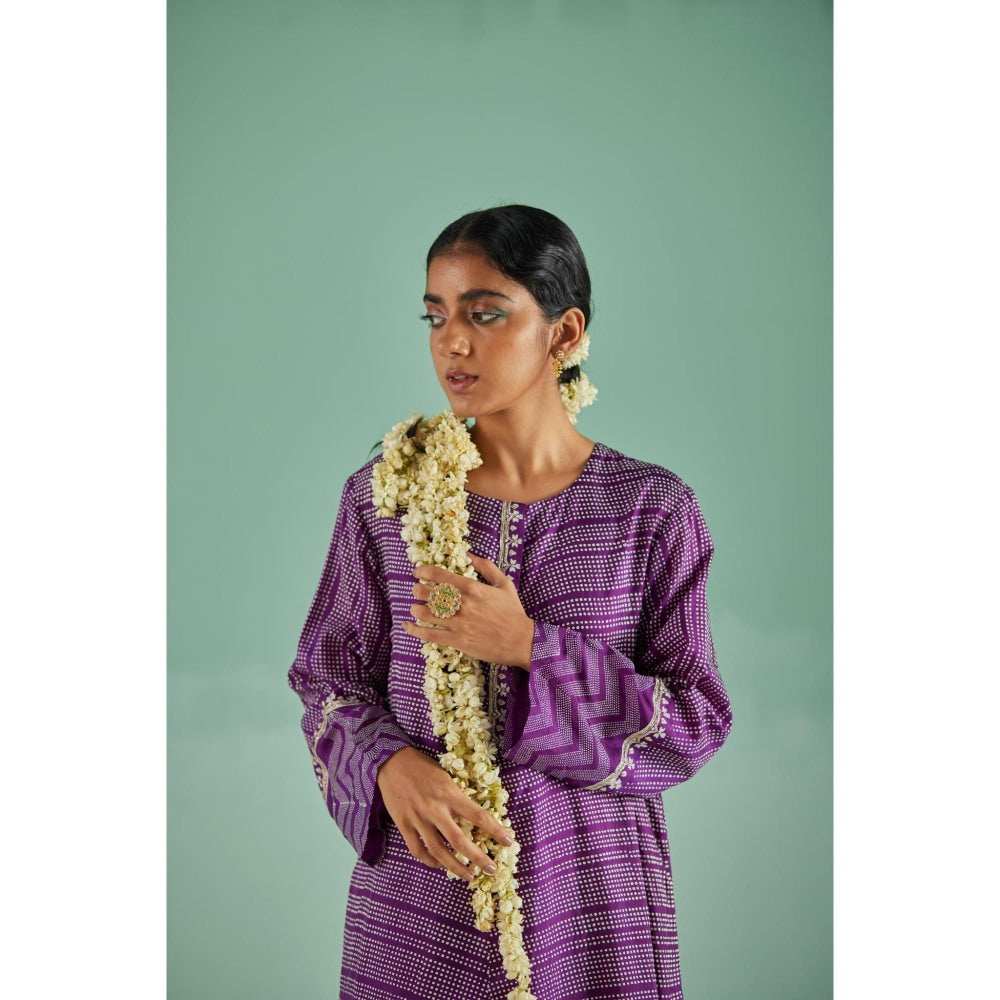 Surbhi Gupta Purple A-Line Kurta and Pant (Set of 2)