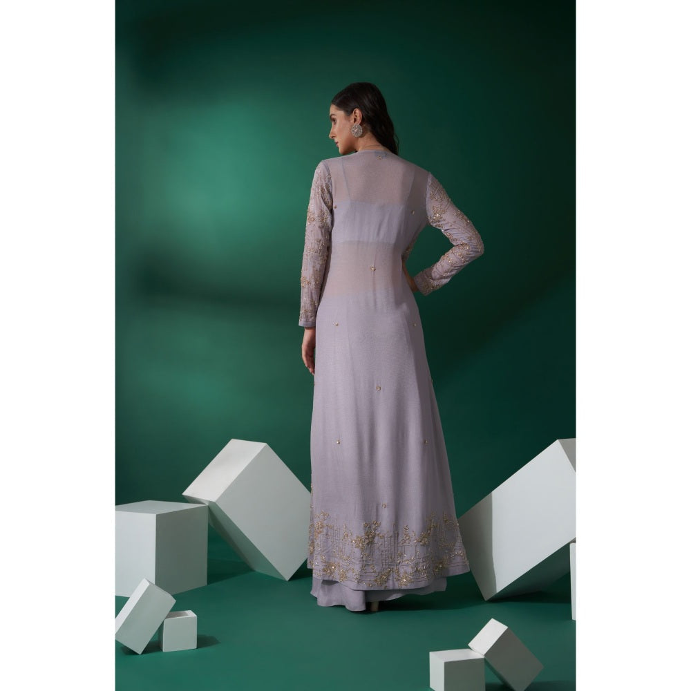 Suruchi Parakh Lavender Jacket with Skirt and Blouse (Set of 3)