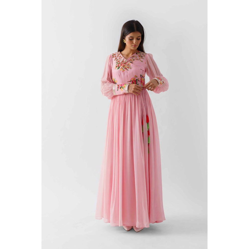 Suruchi Parakh Womens Pink Floral Print Maxi Dress