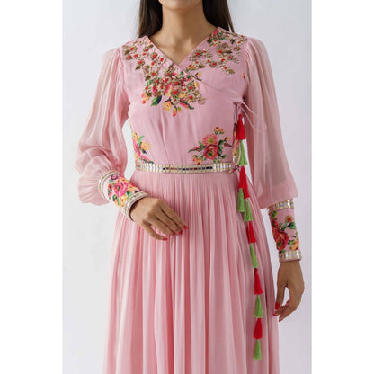 Suruchi Parakh Womens Pink Floral Print Maxi Dress