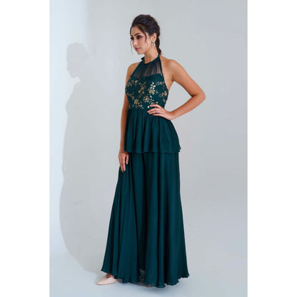 Suruchi Parakh Womens Teal Embellished Co-ord (Set of 2)