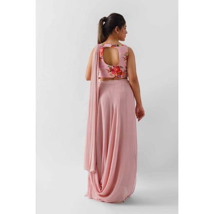 Suruchi Parakh Womens Pink Embellished Top and Skirt (Set of 2)