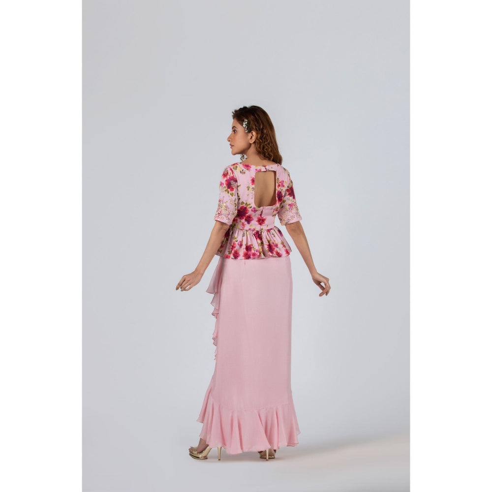 Suruchi Parakh Womens Pink Embellished Top and Skirt (Set of 2)