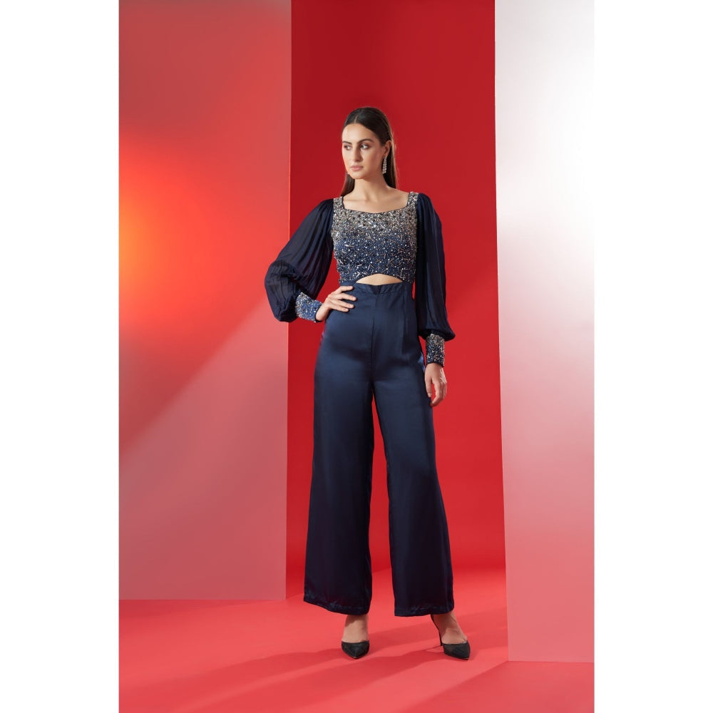 Suruchi Parakh Navy Blue Embellished Jumpsuit