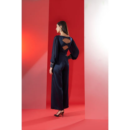 Suruchi Parakh Navy Blue Embellished Jumpsuit