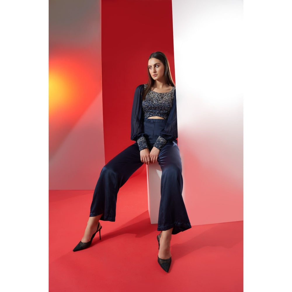 Suruchi Parakh Navy Blue Embellished Jumpsuit