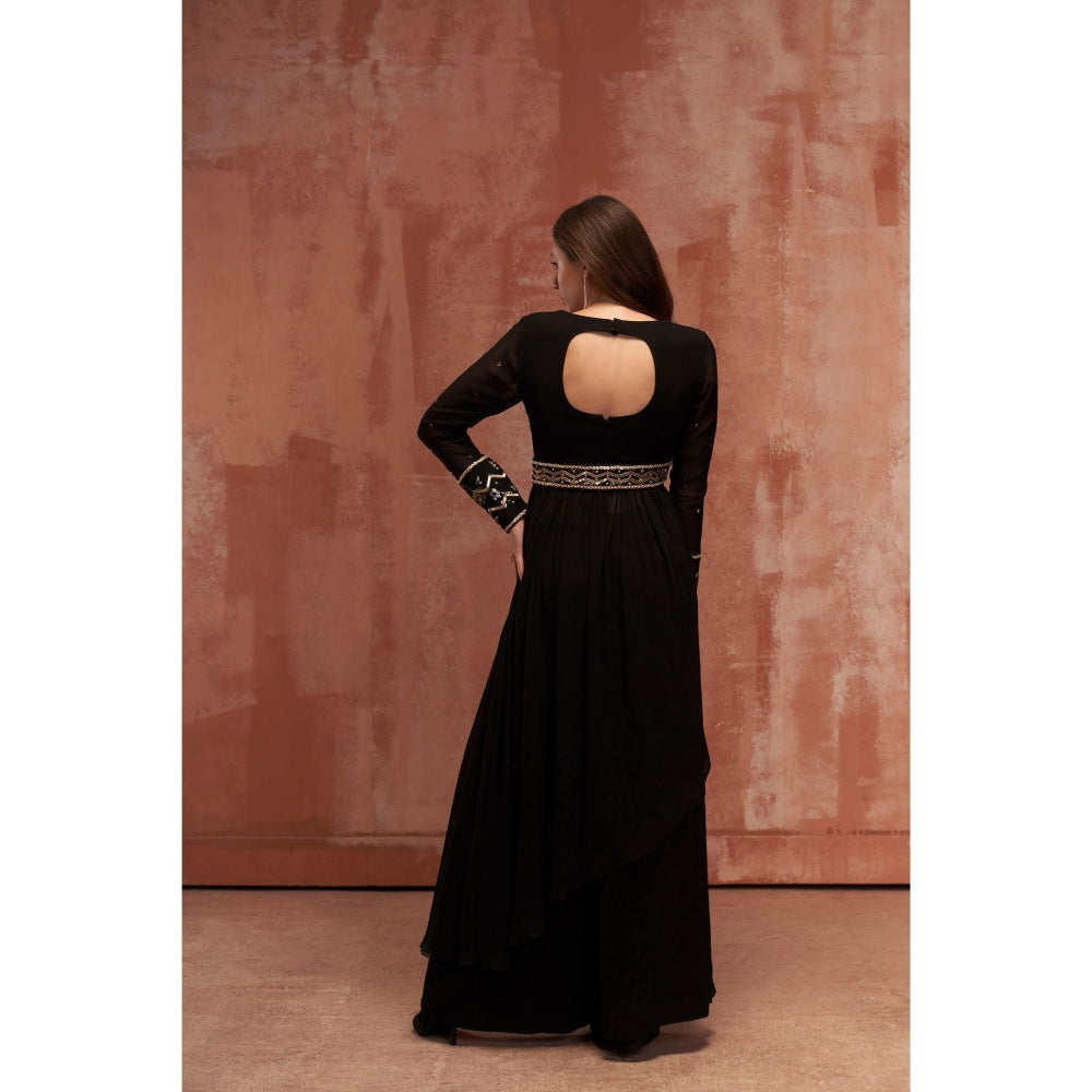 Suruchi Parakh Womens Black Embellished Kurta and Palazzo (Set of 2)