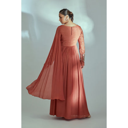 Suruchi Parakh Womens Rust Embellished Maxi Dress