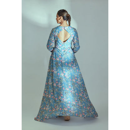Suruchi Parakh Womens Blue Floral Print Top and Palazzo (Set of 2)