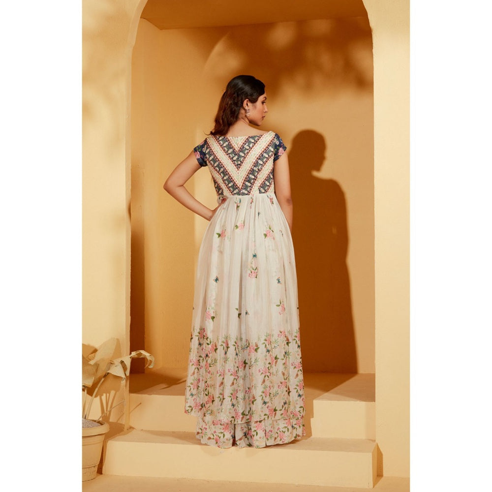 Suruchi Parakh Womens White Floral Print Top and Palazzo (Set of 2)
