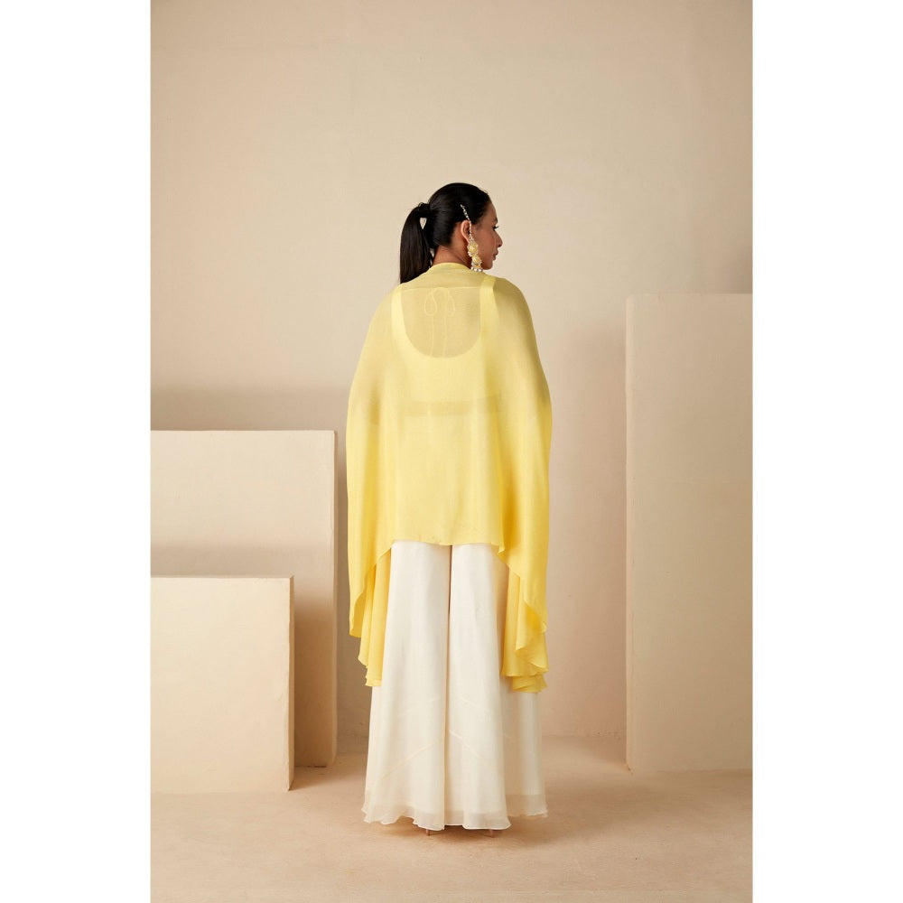 Suruchi Parakh Womens Embellished Blouse with Palazzo and Cape (Set of 3)