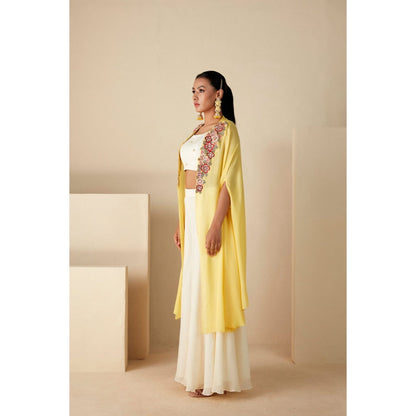 Suruchi Parakh Womens Embellished Blouse with Palazzo and Cape (Set of 3)