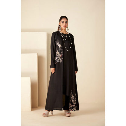 Suruchi Parakh Womens Black Embroidered Kurta and Pant (Set of 3)