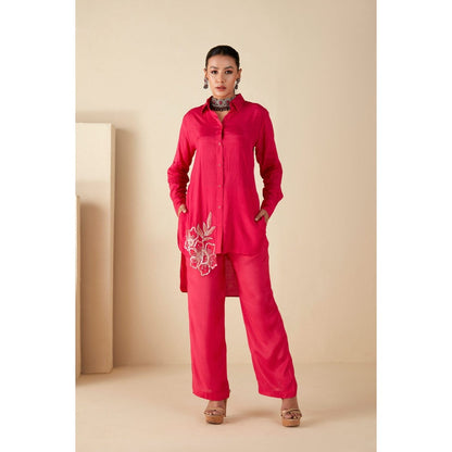Suruchi Parakh Womens Pink Embellished Co-ord (Set of 2)