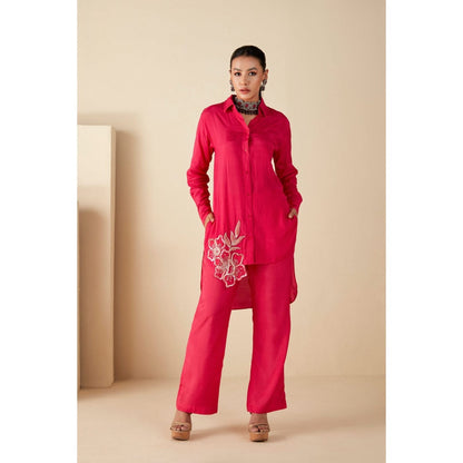 Suruchi Parakh Womens Pink Embellished Co-ord (Set of 2)