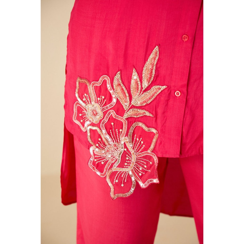 Suruchi Parakh Womens Pink Embellished Co-ord (Set of 2)