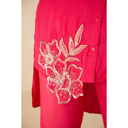Suruchi Parakh Womens Pink Embellished Co-ord (Set of 2)