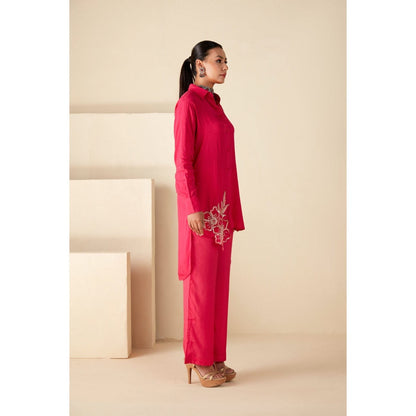 Suruchi Parakh Womens Pink Embellished Co-ord (Set of 2)