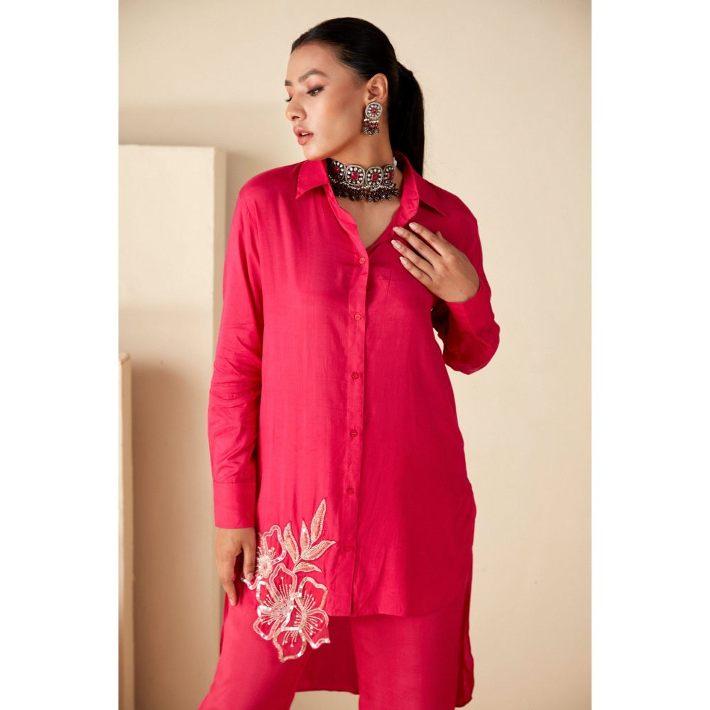 Suruchi Parakh Womens Pink Embellished Co-ord (Set of 2)