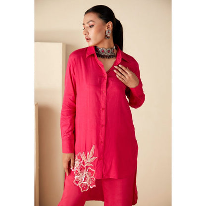 Suruchi Parakh Womens Pink Embellished Co-ord (Set of 2)