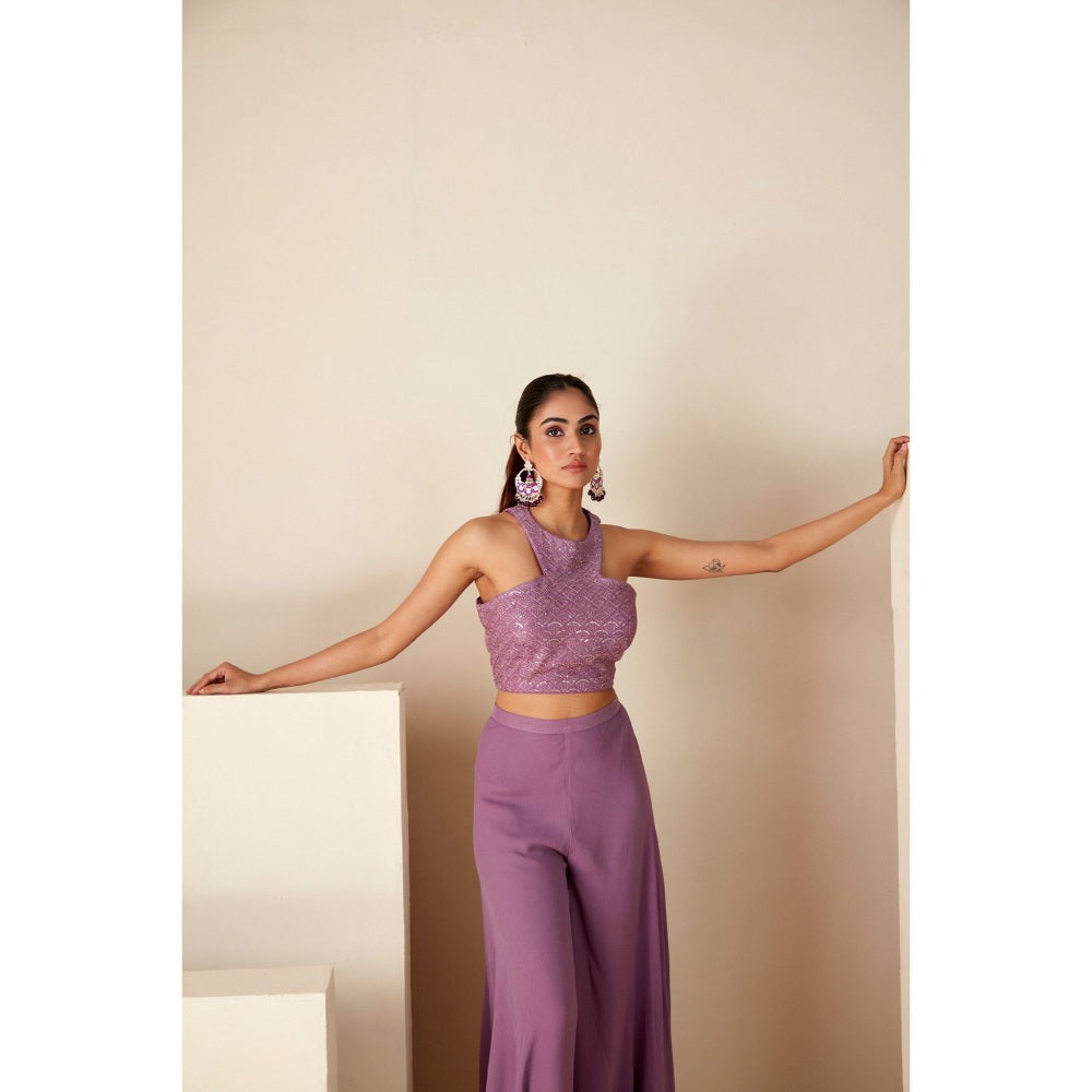 Suruchi Parakh Womens Lavender Embellished Co-ord (Set of 2)