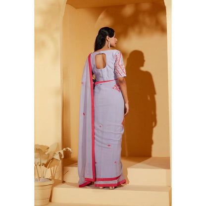 Suruchi Parakh Lavender Embellished Saree with Petticoat and Blouse with Stitched