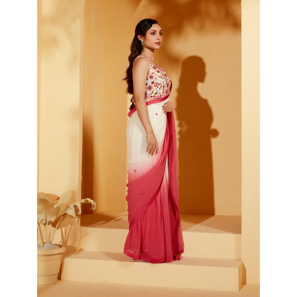 Suruchi Parakh Womens Embellished Saree with Petticoat and Blouse with Stitched