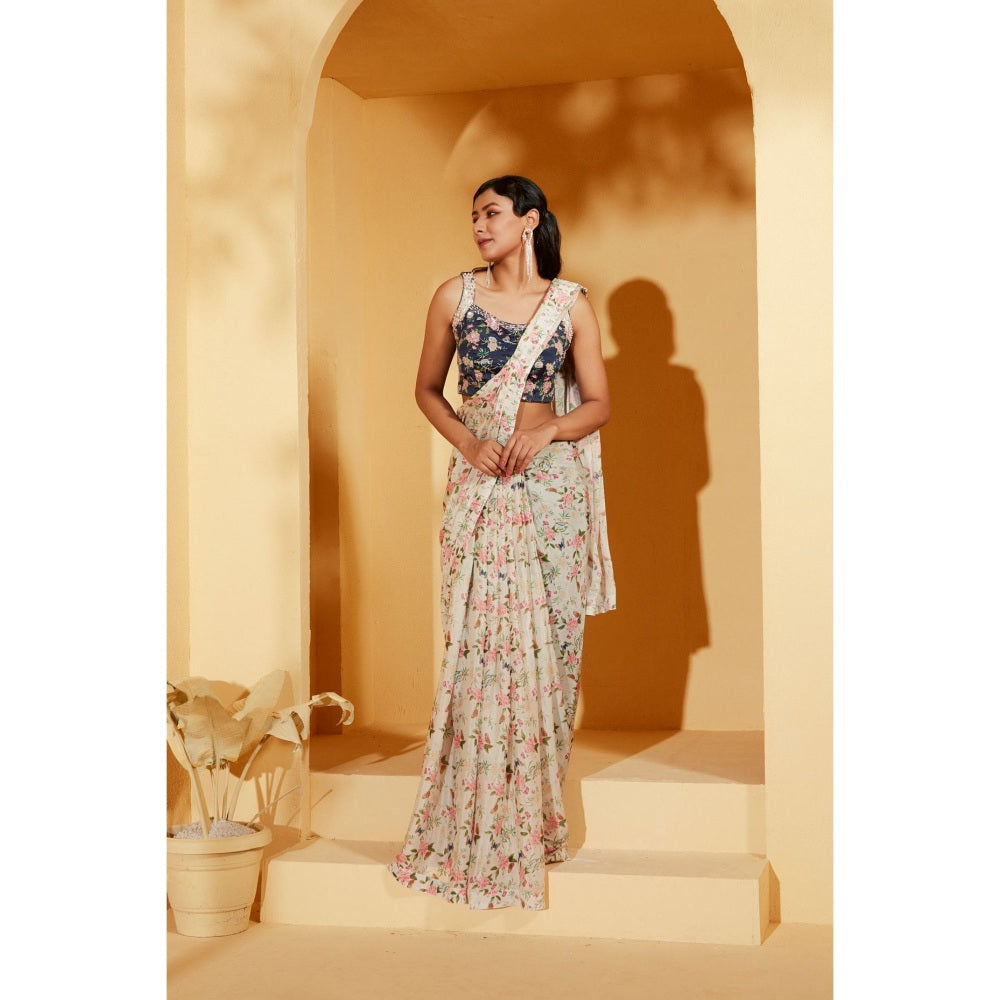 Suruchi Parakh Embellished Pre Drape Saree and Blouse with Stitched