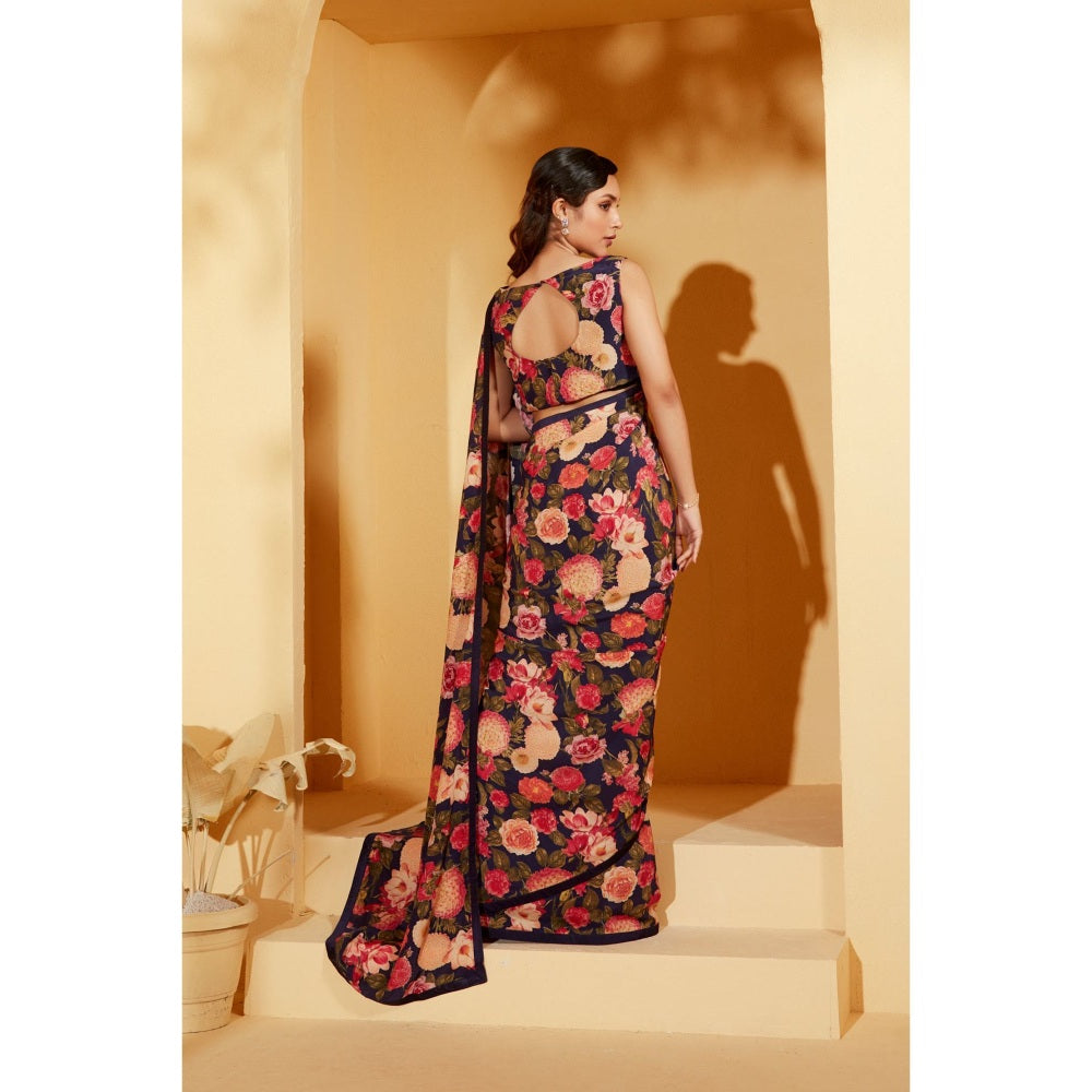 Suruchi Parakh Multicolor Floral Print Saree with Petticoat and Blouse with Stitched