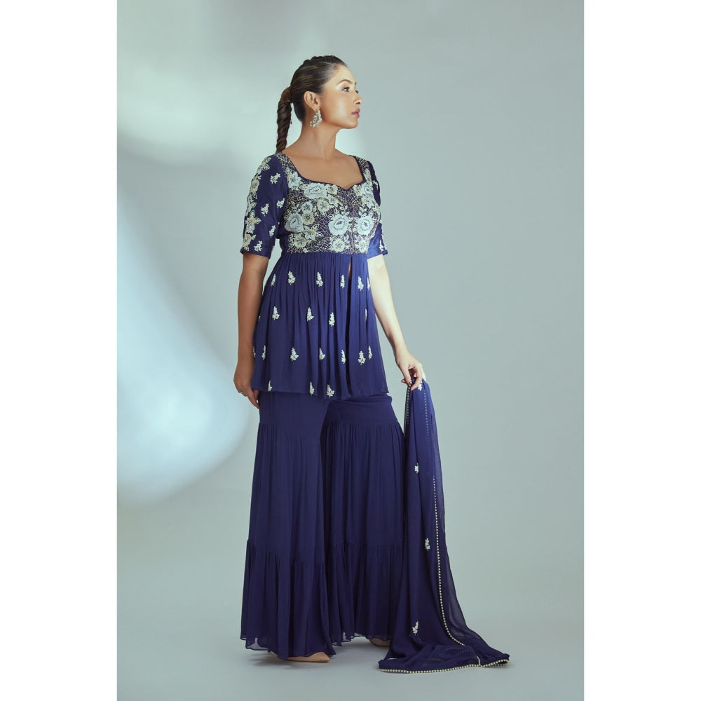 Suruchi Parakh Womens Embroidered Sharara with Kurti and Dupatta (Set of 3)
