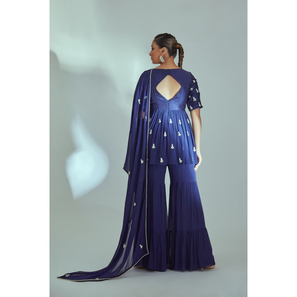 Suruchi Parakh Womens Embroidered Sharara with Kurti and Dupatta (Set of 3)