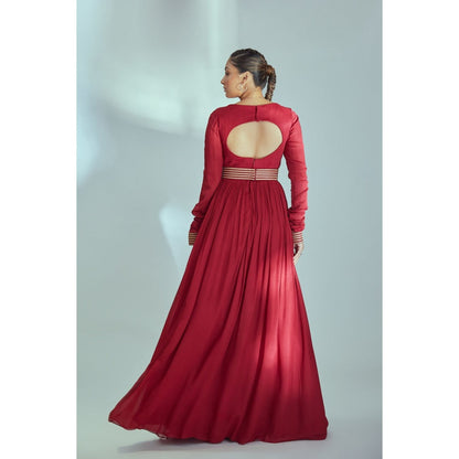 Suruchi Parakh Womens Solid Anarkali Kurta with Belt and Dupatta (Set of 3)