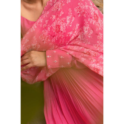 Suruchi Parakh Womens Pink Floral Print Anarkali Kurta and Dupatta (Set of 2)