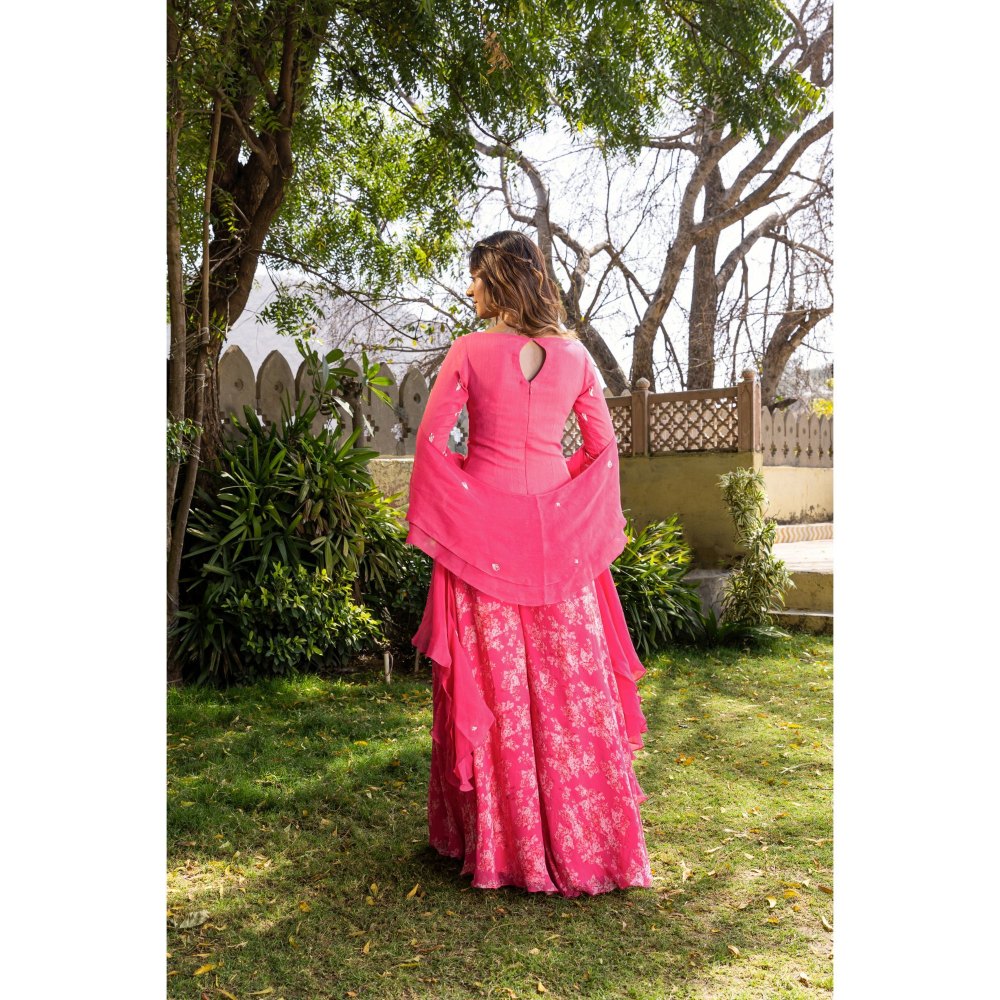 Suruchi Parakh Womens Pink Embellished Kurti with Palazzo and Dupatta (Set of 3)