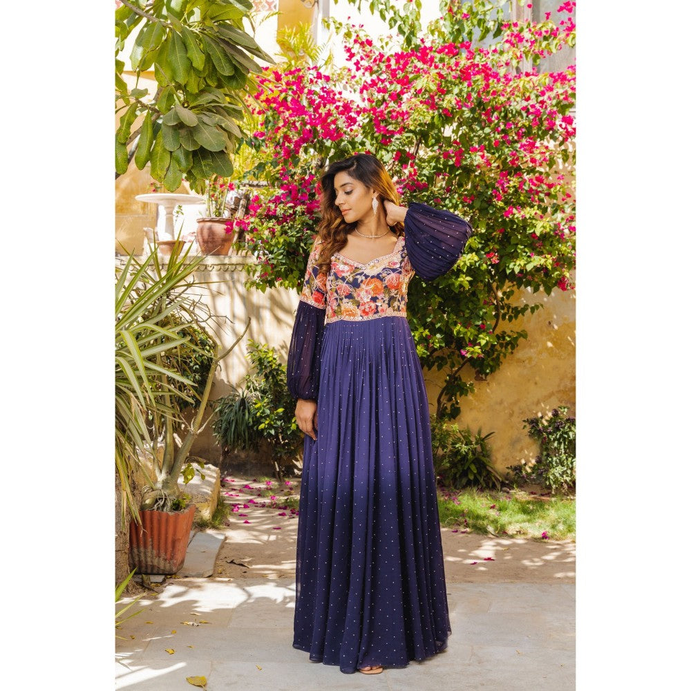 Suruchi Parakh Womens Purple Embellished Anarkali Kurta and Dupatta (Set of 2)