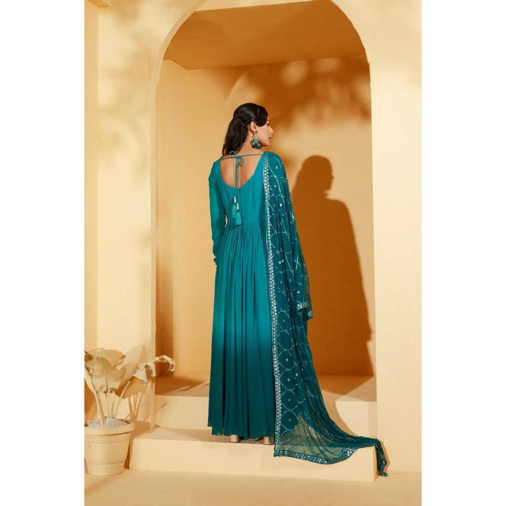 Suruchi Parakh Womens Solid Anarkali Kurta and Dupatta (Set of 2)