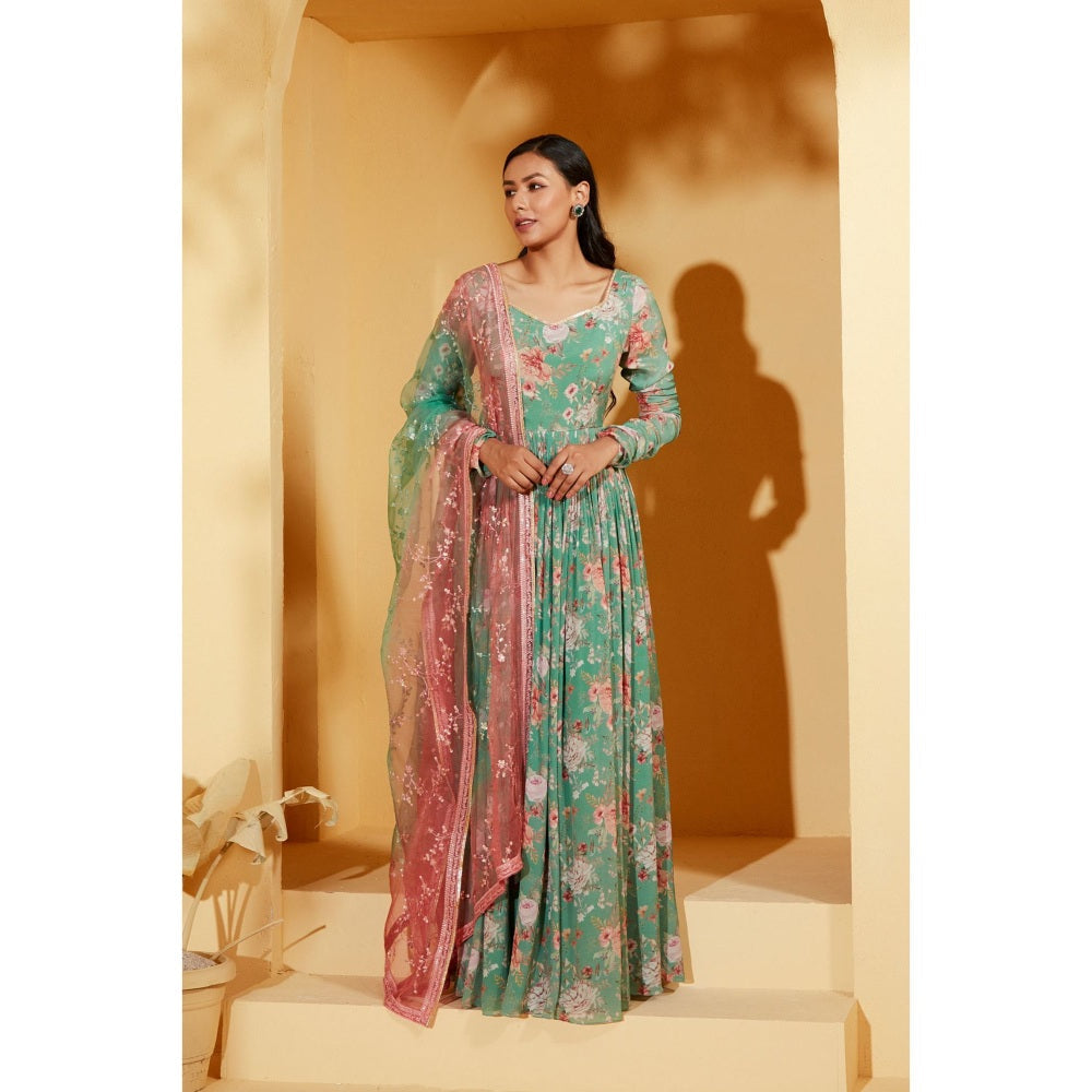Suruchi Parakh Womens Floral Print Anarkali Kurta and Dupatta (Set of 2)