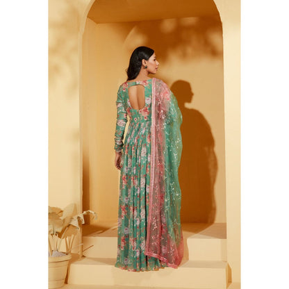Suruchi Parakh Womens Floral Print Anarkali Kurta and Dupatta (Set of 2)