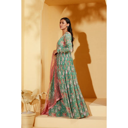 Suruchi Parakh Womens Floral Print Anarkali Kurta and Dupatta (Set of 2)
