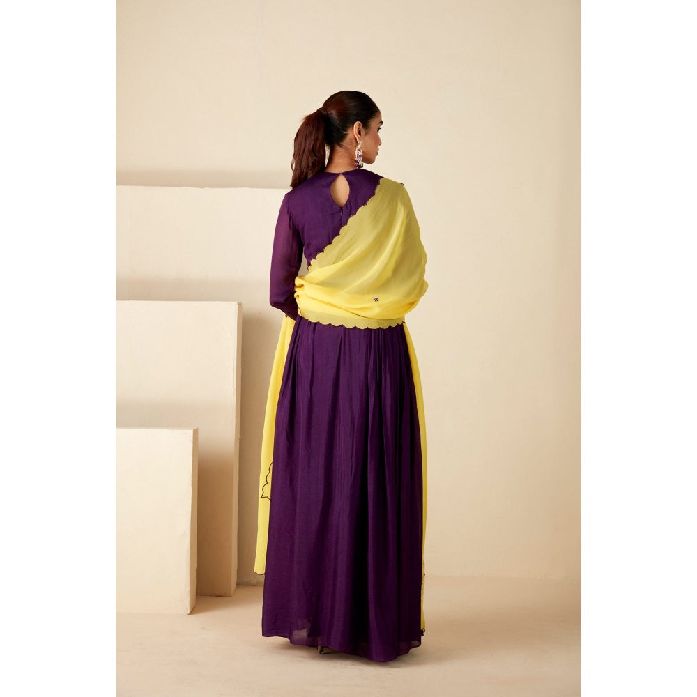 Suruchi Parakh Womens Purple Embellished Anarkali Kurta and Dupatta (Set of 2)