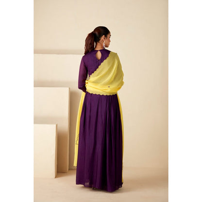 Suruchi Parakh Womens Purple Embellished Anarkali Kurta and Dupatta (Set of 2)
