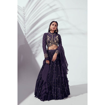 Suruchi Parakh Womens Embellished Blouse with Lehenga and Dupatta (Set of 3)