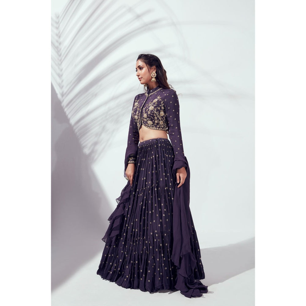 Suruchi Parakh Womens Embellished Blouse with Lehenga and Dupatta (Set of 3)