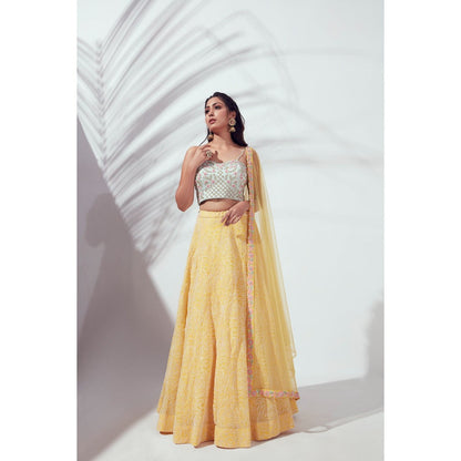Suruchi Parakh Womens Embellished Blouse with Lehenga and Dupatta (Set of 3)