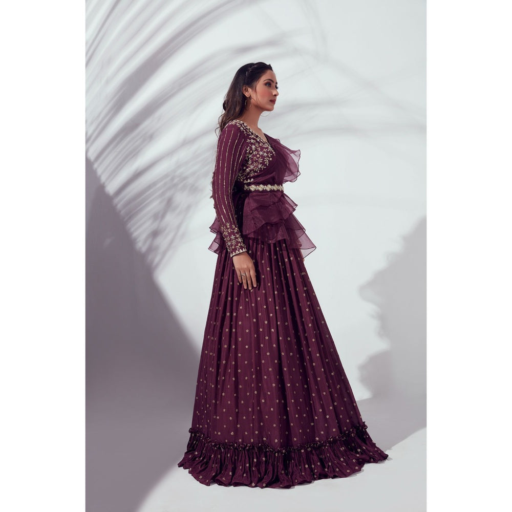 Suruchi Parakh Womens Embellished Blouse with Lehenga and Dupatta Belt (Set of 4)
