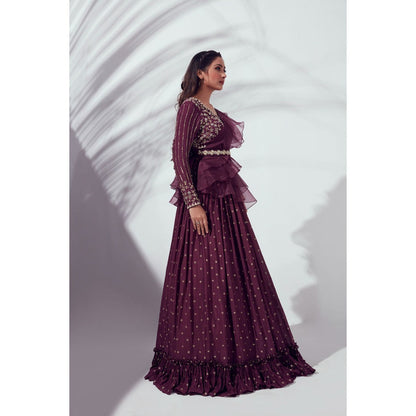 Suruchi Parakh Womens Embellished Blouse with Lehenga and Dupatta Belt (Set of 4)